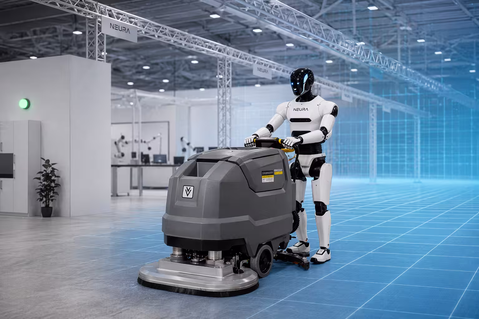 Humanoid robot in a simulation-to-real retail training environment